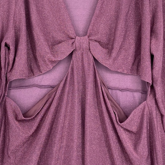 Wild Fable Juniors Size 3X Cut Out Bodycon Short Dress Purple Lurex Long Sleeves - Picture 5 of 10